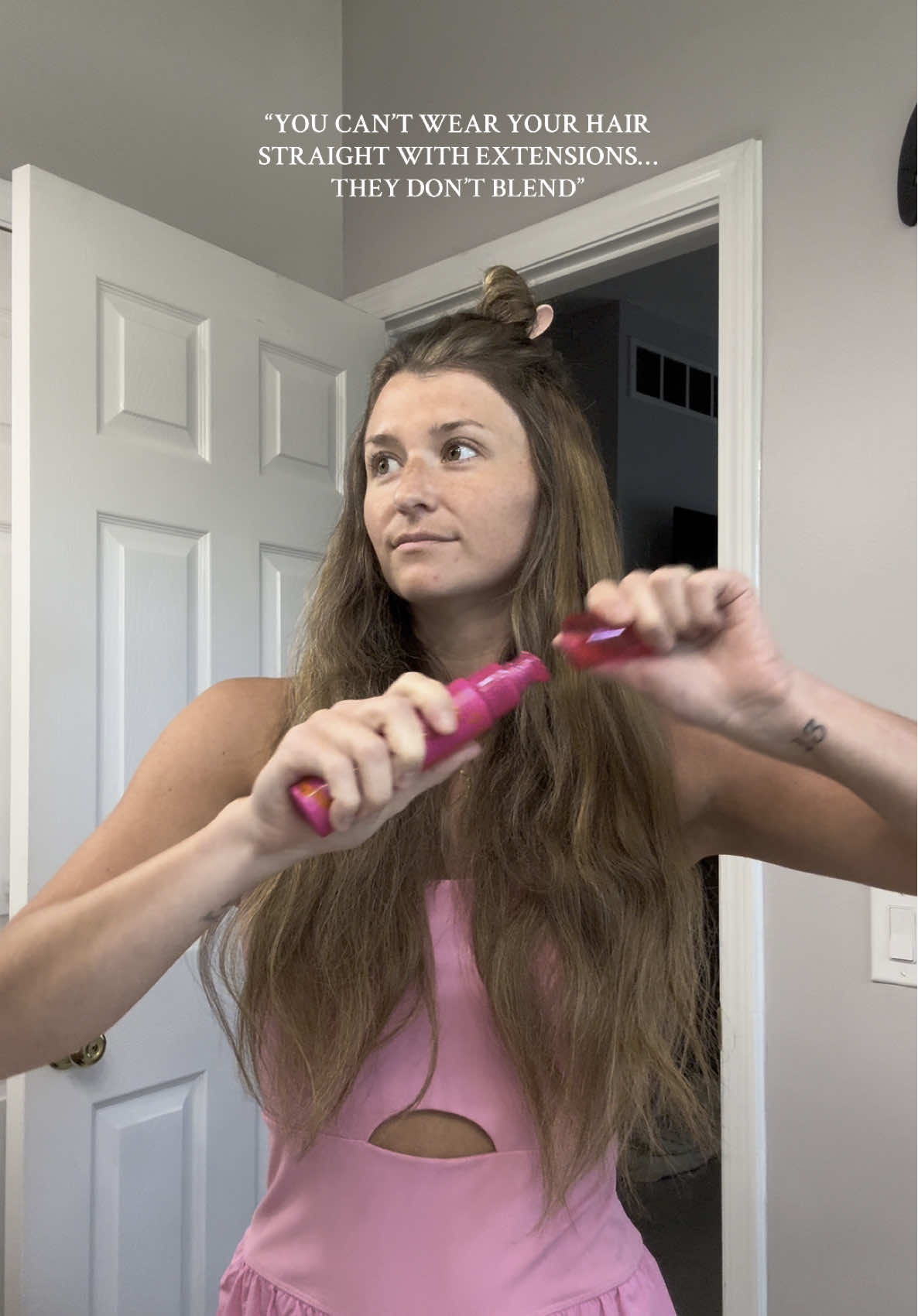 if you can’t wear your hair straight because it’s too obvious you have extensions…that’s a stylist problem, not an extension problem. you should be able to style your hair any way you want and if they are installed, rooted, colored and trimmed correctly, you won’t be able to tell you have extensions. INVEST in your hair and INVEST in a stylist who continues to educate themselves on the best techniques! queen taylor does it all so yes she has set my standards high😌👑✨ @tayshave @Dyson USA @amika 