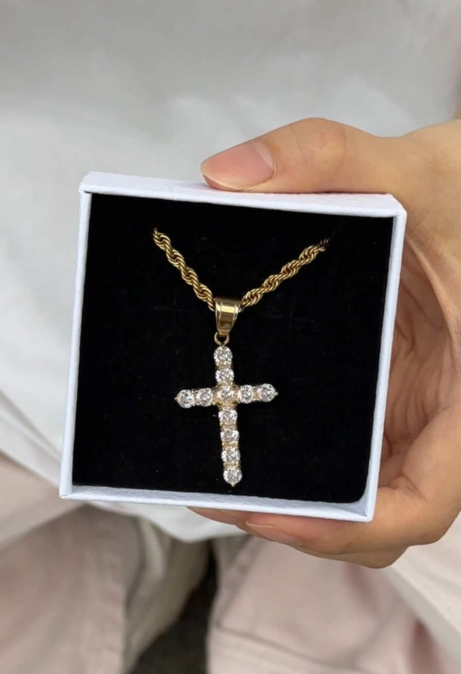 Artificial Zircon Cross Necklace #fyp #jewelry #gift #tiktokmademebuyit #crossnecklace #jewelrytiktok 