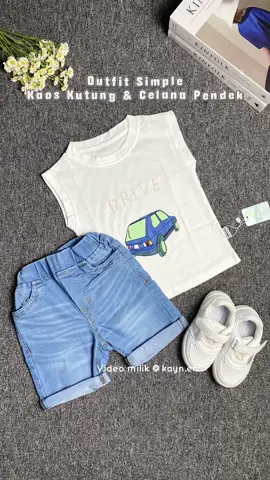 Outfit anak kece & simple pakai kutung & celana jeans pendek😍🫶🏻#outfitideas #ootdanakcowok #kaoskutunganak #kaossingletanak 