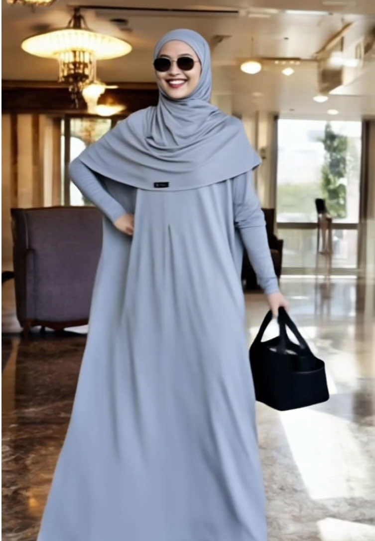 GONEGANI OFFICIAL - Set Hijab Beli lokal dan Dress Batwing Plain Set Muslim Panjang Rayon Gamis #gamis #dress #abaya #muslimah #ootdfashion #dailystyle #ootdhijab #trending 