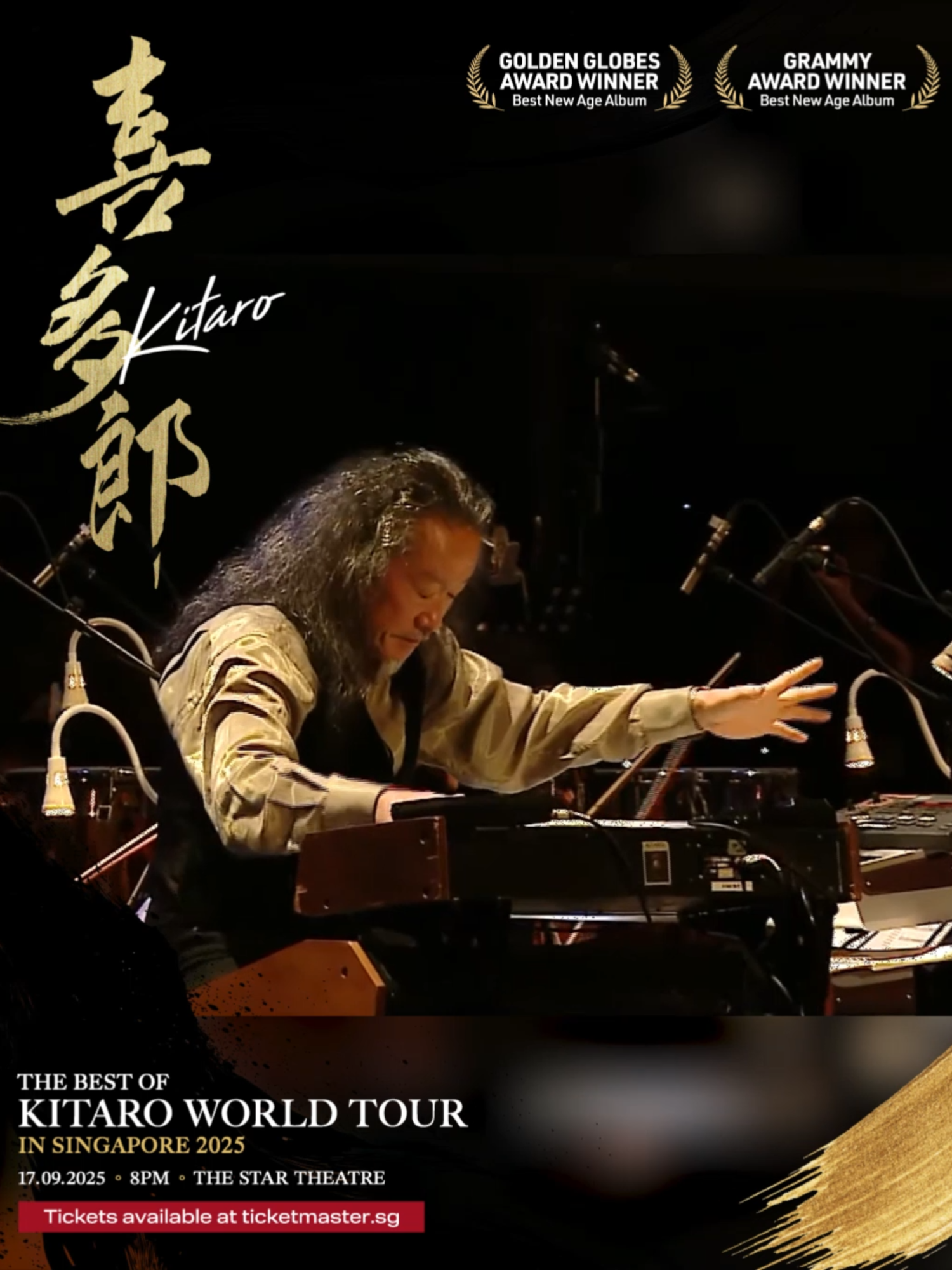 🎥 From the powerful energy of Matsuri to the peaceful beauty of Silk Road 🌟 🎶 Let 𝗞𝗜𝗧𝗔𝗥𝗢’s music guide your heart through every note and every breath He’s ready to welcome you into his world this September 🎟 https://bit.ly/KITAROSG25 𝗧𝗛𝗘 𝗕𝗘𝗦𝗧 𝗢𝗙 𝗞𝗜𝗧𝗔𝗥𝗢 𝗪𝗢𝗥𝗟𝗗 𝗧𝗢𝗨𝗥 𝗜𝗡 𝗦𝗜𝗡𝗚𝗔𝗣𝗢𝗥𝗘 𝟮𝟬𝟮𝟱 📅 Date: 17 September 2025 (Wed) ⏰ Time: 8PM 📍 Venue: The Star Theatre 🎟 https://bit.ly/KITAROSG25 *All ticket prices exclude Booking Fee #Kitaro #KitaroLive #TheBestOfKitaroInSingapore #TheBestOfKitaro #KitaroMusic #Singapore #FriedRiceEnt #shawtheatres #JPentertainment