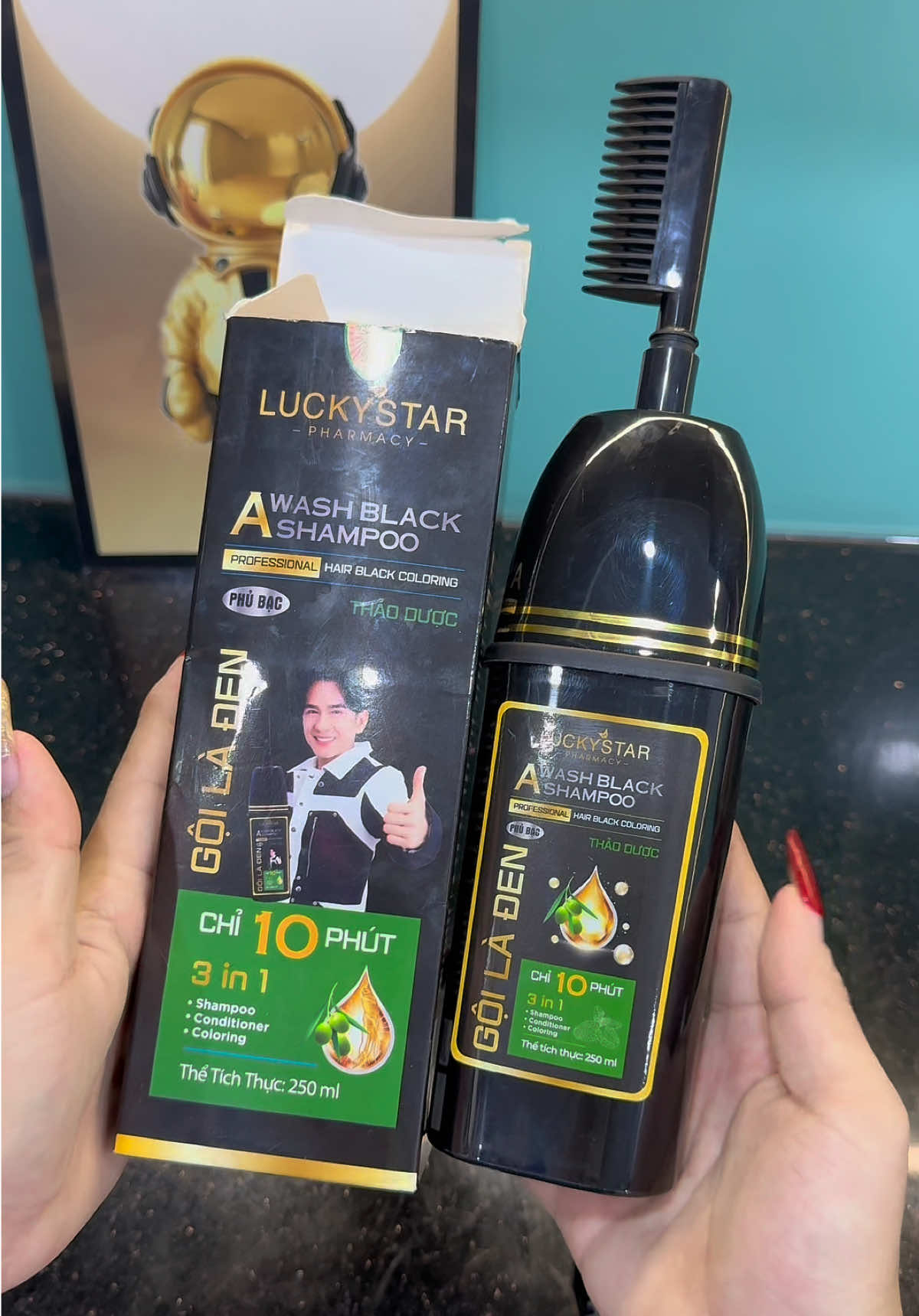 Dầu gội phủ bạc Thảo dược Luckystar gội là đen##emkieutaphoa##daugoiphubac##luckystar##daugoiphubacluckystar