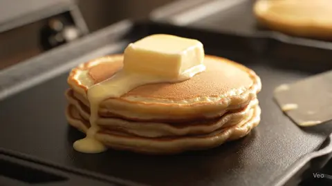 Pancake flip therapy 🥞✨ Butter melt + soft sizzle = pure heaven #pancakeasmr #buttermelt #satisfyingflip #breakfastloop #foodasmr #TikTokASMR #visualcraving #butterdrip #asmrcooking #veo3prompt