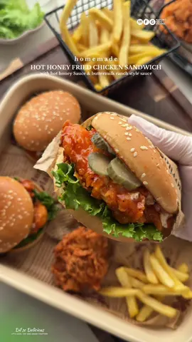 HOT HONEY FRIED CHICKEN SANDWICH  Hot,crispy dripping with honey  buttermilk fried chicken with homemade hot honey glaze and ranch style sauce your new obsession. crispy in every bite 📌Recipe can  be found  on my YouTube Channel! 🌸Follow @mariumsfoodchannel for more! ➡️Link in bio for more recipes! _______________ #hothoneychicken #friedchickensandwich #friedchickensandwich #crispychicken #tiktokfood #explore #FoodTok #hothoneychickensandwich #foryou #instareels #homemade #cooking #explorefood #mariumsfoodchannel