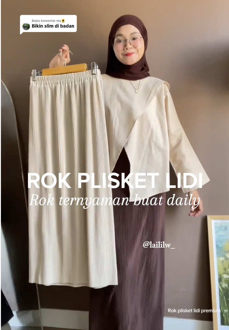 Membalas @nia🌻 rok plisket lidi yg nyaman poll buat daily🤎✨  #rokplisketlidi #roklidi #roklidispan #roklidipremium #rokspanlidi 