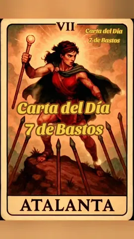 Carta del día: 7 de Bastos. Representada por Atalanta #cartadeldia #tarot #tarotmitologico #signoszodiacales #todoslossignos #hoy #mensaje #orientacion #interpretacion #7debastos #atalanta 