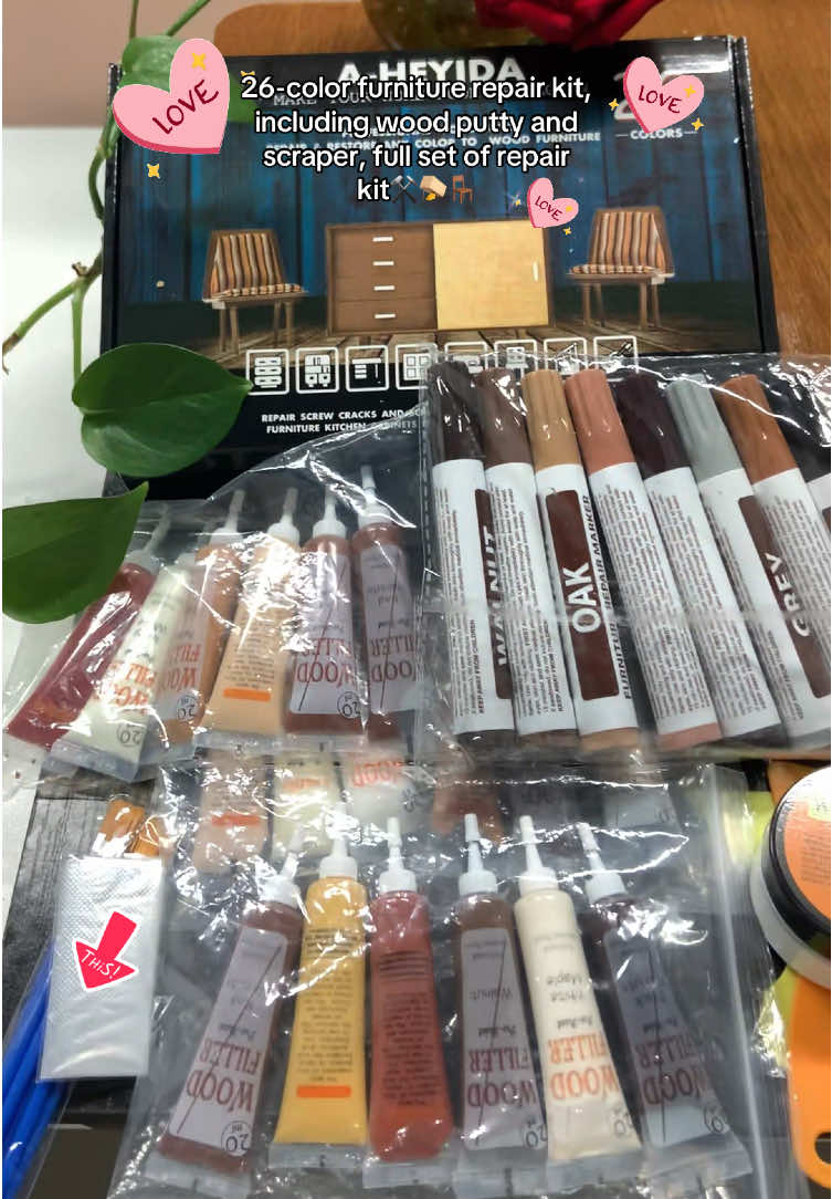 26-color furniture repair kit, including wood putty and scraper, full set of repair kit🚪🪑🪮#dealsforyoudays #furiniture #woodworking #repair #furnituremakeover #useful #tiktokviral #fyp #skill #furnituerestoration 