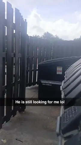 I hid in the dumpster area from my work son lol I just wish yall could hear him in the headset lol #workson #fyp #workshenanagins 