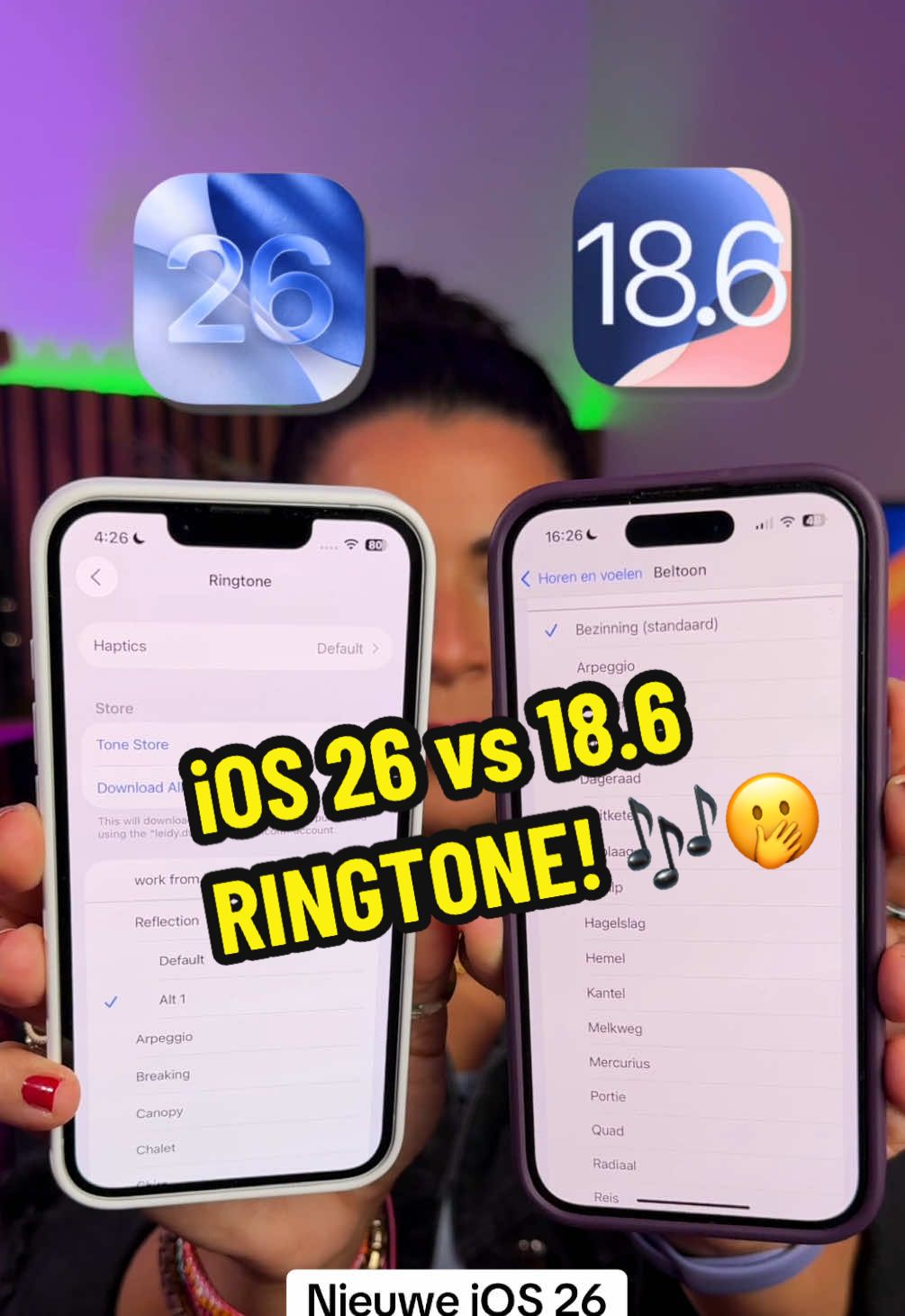 Nieuwe iPhone RINGTONE op iOS 26 vs. de huidige iOS 18.6 versie 🎶📱🫢 🆕 Deze nieuwe beltoon hoor je straks op elke iPhone vanaf september!😳 🪄 #iphonetricks #ios26 #iphoneringtone #applenews #techtok 