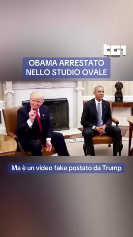 È polemica per un video fake generato con l’Ai e postato da #Trump che mostra il finto #arresto dell’ex Presidente #Obama nello Studio Ovale.  #Tg1 
