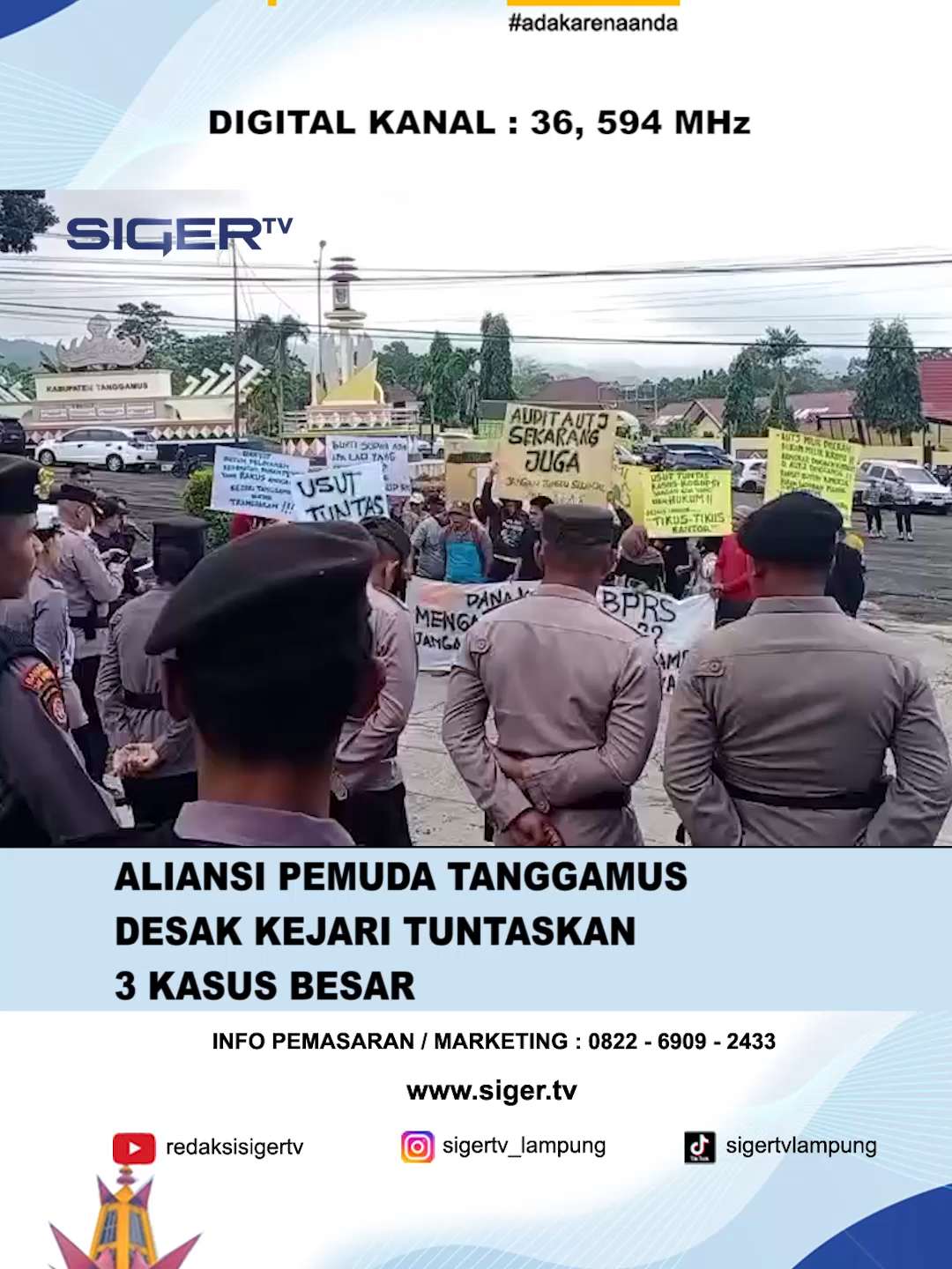 ALIANSI PEMUDA TANGGAMUS DESAK KEJARI TUNTASKAN 3 KASUS BESAR #sigertv  #kejaritanggamus  #aliansipemudatanggamus  #demoaliansipemudatanggamus  #korupsi  #megakorupsi