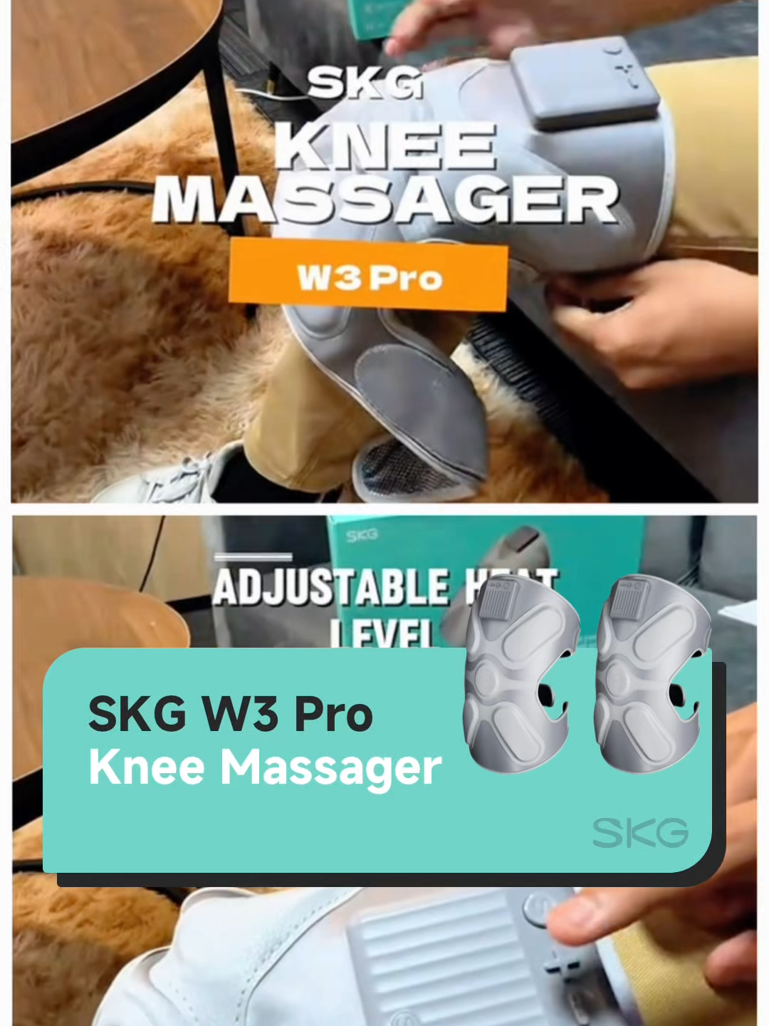The SKG W3 Pro is a cordless knee massager with heat and vibration therapy. It offers adjustable intensity and temperature, runs up to 90 minutes, and fits comfortably on knees, elbows, or shoulders. #SKG #massager #tiktokmademebuyit #healthylifestyle