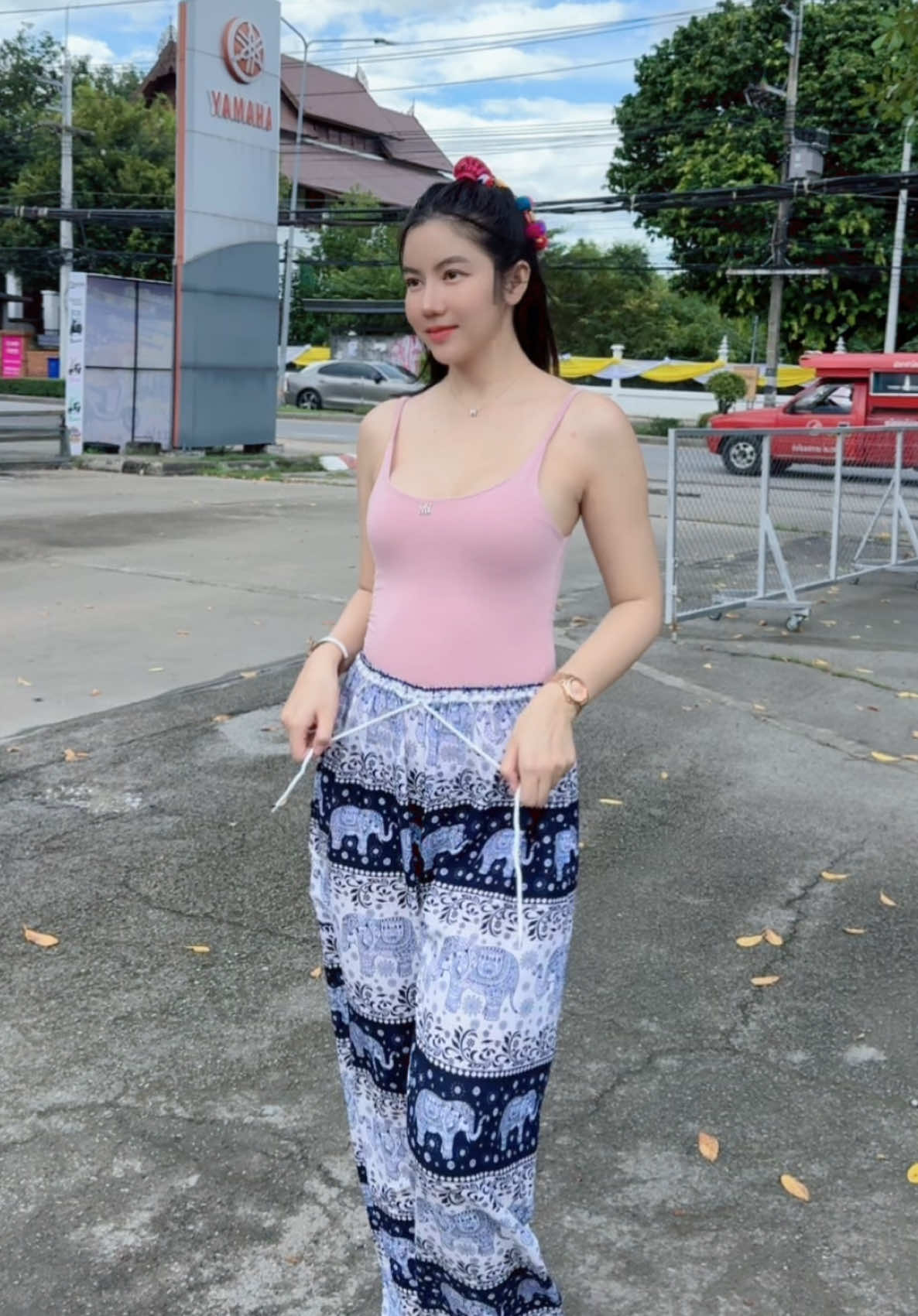 กางเกงใส่สบายมาก พิกัดที่ตระกร้าได้เลยน๊า #กางเกงลายช้าง 