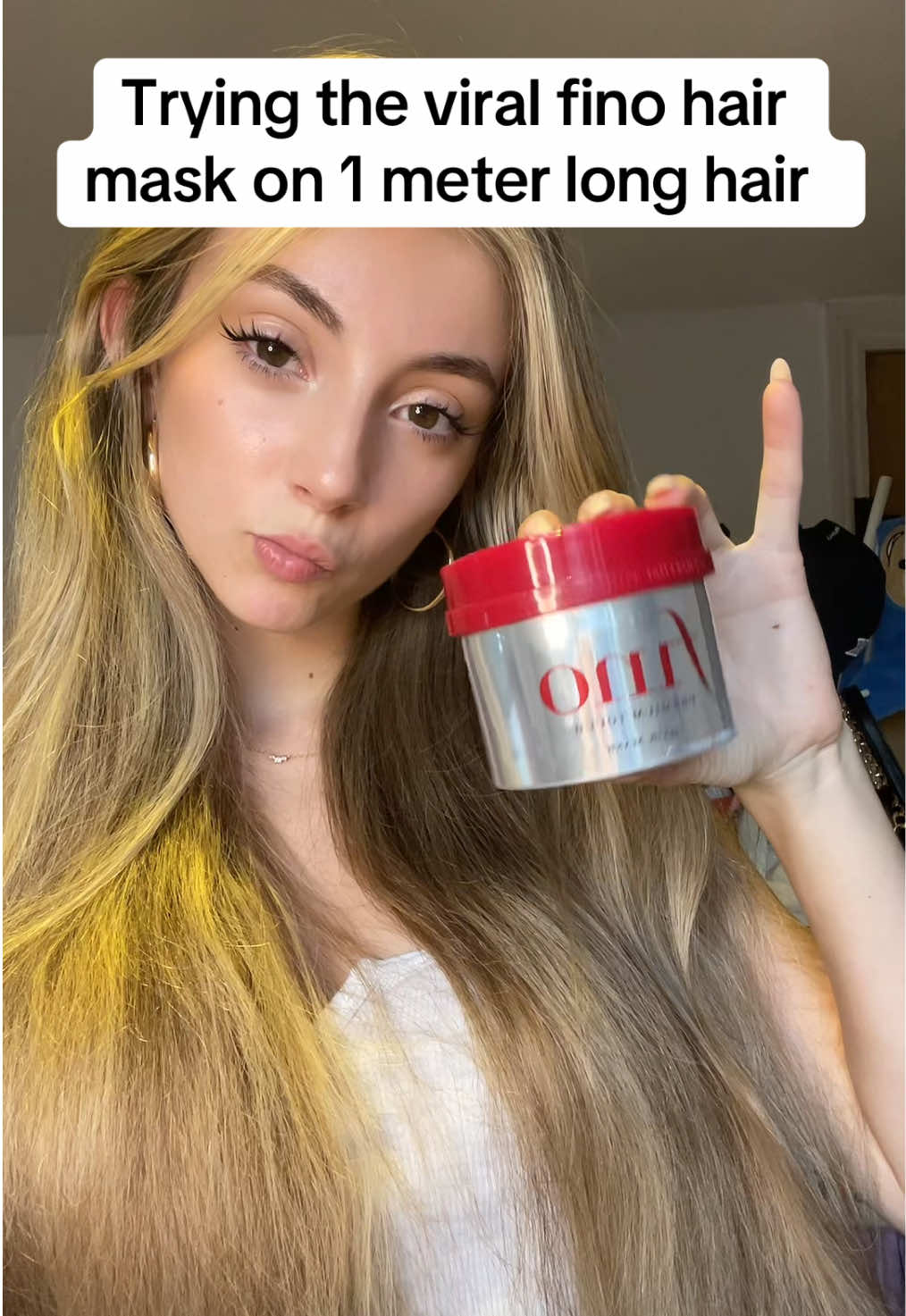 trying the viral fino hair mask from japan on my 1 meter long hair 💗🫶🏻#fyp #grwm #grwmroutine #hair #hairstyle #HairCareTips #haircareroutine 