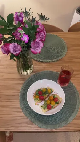 what did you have for breakfast? ✨✨✨ #avocadotoast #breakfast #flowers #diningtable #protein #women 