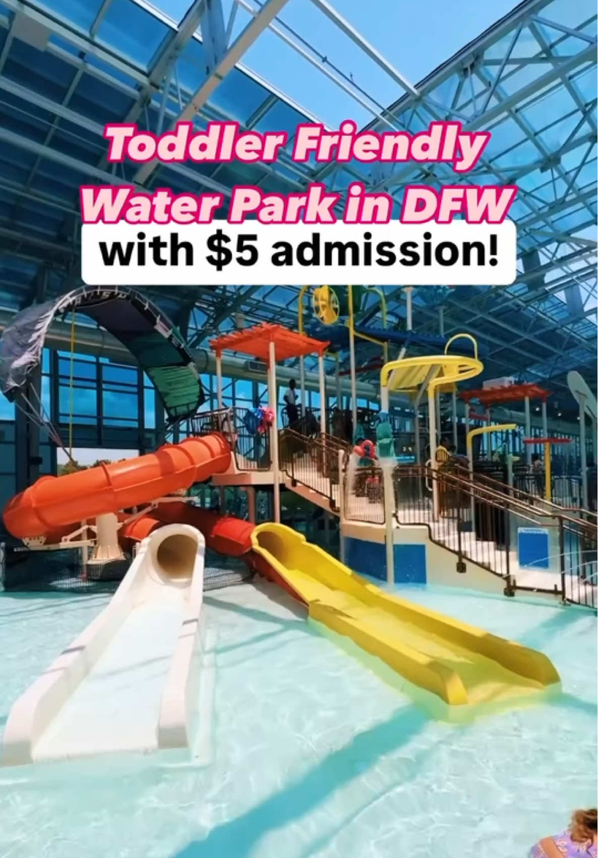 🌟 TODDLER FRIENDLY INDOOR WATERPARK IN DFW WITH $5 ADMISSION DURING TODDLER TIME: The Cove at the Lakefront 🌟  📍 417 Lakeshore Dr, Little Elm, TX 75068 Why we loved it: ❤️ The Cove at the Lakefront is an indoor Waterpark with two toddler friendly areas! ❤️ Families with little ones can enjoy Toddler Time Monday - Thursday from 8-10am when admission is only $5 per person! 🤩  ❤️ Younger toddlers can enjoy the shallow and calmer Activity Pool with smaller, age appropriate play structures.  ❤️ Older toddlers and kids will love the Spray Ground with slides, dump buckets, water sprayers, and more! ❤️ If you visit during normal hours, there’s also a lazy river, large slides and fun obstacles for big kids and adults! Good to know: - Toddler time is available Monday -Thursday 8-10am. Admission is only $5 during this time. - Normal hours are 11am-8pm Mon-Fri, 10am-6pm Sat, and 12-6pm Sun.  Admission starts at $15 per person during these times.  - Children under 2 are always free.