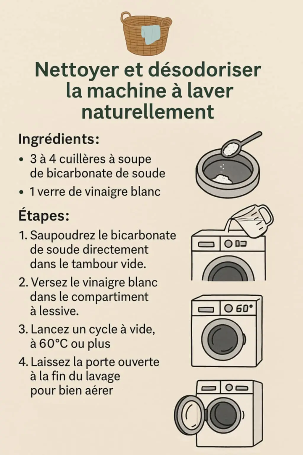 💡 Résultat : une machine propre, sans calcaire, ni mauvaises odeurs — pour un linge plus frais à chaque lavage ! #AstuceMaison #EntretienNaturel #NettoyageÉcologique #VinaigreBlanc #BicarbonateDeSoude #AstucesDuJour #MaisonPropre #ÉcoResponsable #TrucsEtAstuces #NettoyerMachineALaver #AstucesNaturelles #ProduitsNaturels #MenageNaturel #RoutineEntretien #AstucesDeGrandMère #ÉcologieAuQuotidien #ConsommerAutrement #VieÉcolo #MaisonSaine