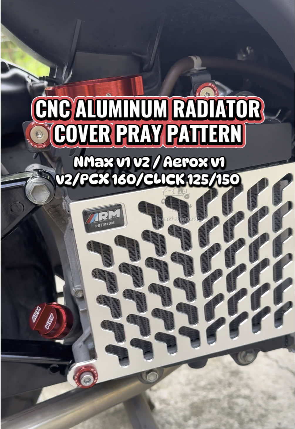 ARM Radiator Cover CNC ALUMINUM . for NMAX V1 V2  AEROX v1 v2 PCX 160 CLICK 125/150 #radiatorcover #arm #tiktokfinds #fyp #foryou 