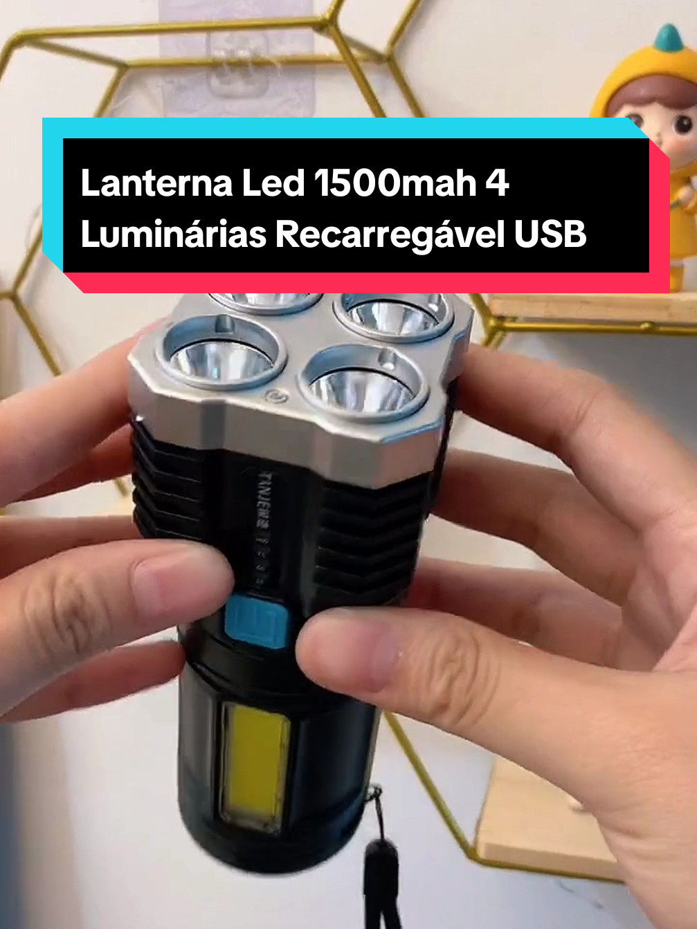 Lanterna Led 1500mah 4 Luminárias Recarregável USB Portátil GARANTA A SUA AGORA #tiktokshopchegou 