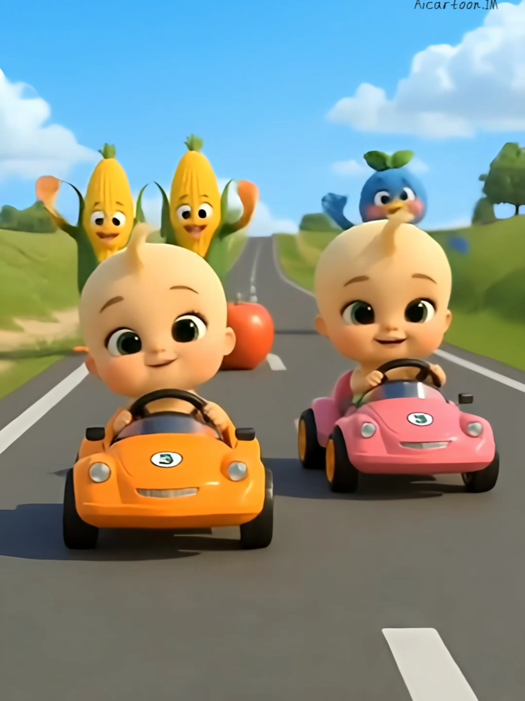 Cute chickes drive the car #kids #kidscartoon #kidssong #tiktokkids #cartoonvideo #cartoon #ai #cuteanimals #foryou #fyp 