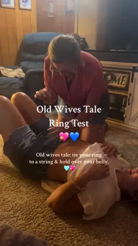You probably think this is silly, but did you see how big it circled? Now my baby girl is 2! 💞✨👀 have you tried this before? Did it work?  #ringtest #oldwivestales #wivestales #pregnancy #momtok #fyp 