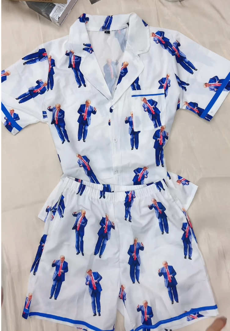 Love these pjsset🤪🫶💕 #2pieceset #trump #2piece #print #button #tee #shirt #tshirt #shortsleeve #shorts #graphic #graphicshorts #soft #cozy #comfortable #cuteoutfits #pjs #pajama #pajamaset #twopieceset #fyppppppppppppppppppppppp #twopiece #sleepwear #lougewear #toocute #loungewearstyle #matchingset #matchingpajamas #tiktokshoprestock #tiktokshopspringglowup #tiktokshopmothersday #tiktokshopsummerturnup #spotlightfinds #DealsforYouDays ##TikTokShopMemorialDay 