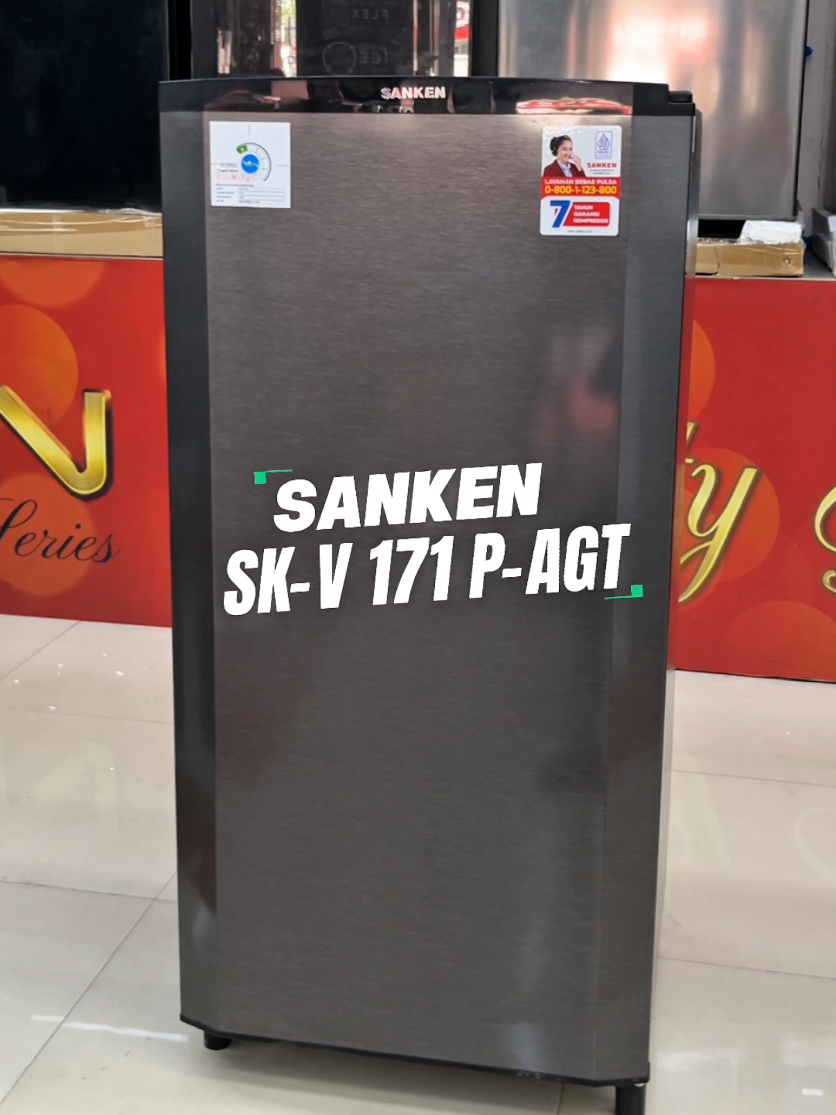 Kulkas 1 pintu Sanken desain elegant, Big Freezer & garansi panjang ‼️ Sanken SK-V 171P AGT ‼️ #kulkas #sanken #kulkas1pintu #kulkasmurah #kulkasmini #elektronik #mjgrosirelektronik 