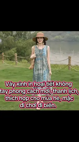 Váy xinh in họa tiết không tay phong cách mới, thanh lịch, thích hợp cho mùa hè, mặc đi biển đi chơi. giấu bụng dưới. #vay #vayxinh #xuhhuong #thoitrangnu #mebimxaykenh 