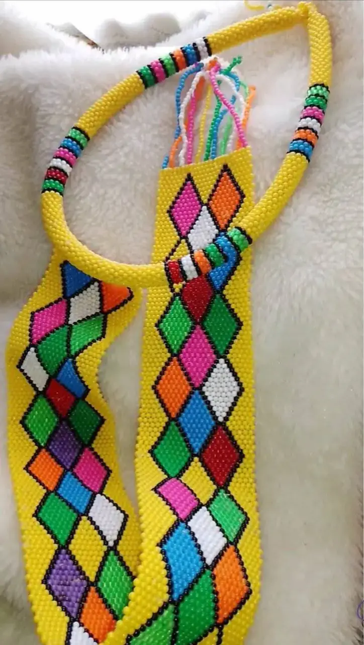 You Can't Be Colourful Without Yellow 💛🟡,Add a  vibrant and colourful neck piece, fully beaded in a bright and cheerful yellow hue, perfect for adding a pop of sunshine to any outfit. #colourfulbeads #beads #southafricatiktok🇿🇦 #SmallBusiness #fyp  #yellowstonetv 