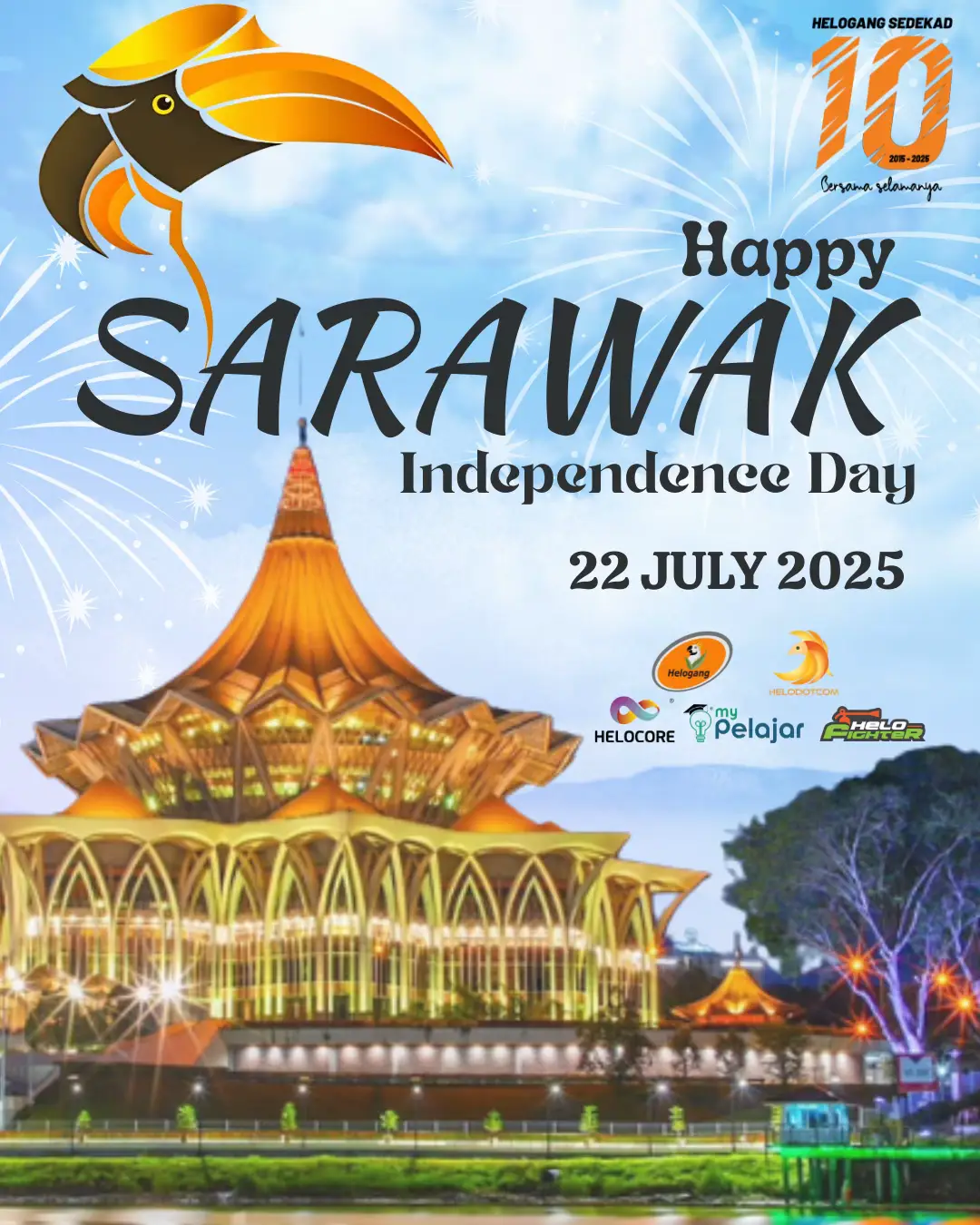 Selamat Hari Kemerdekaan Sarawak! Semoga semangat perjuangan terus membakar jiwa generasi muda untuk membina negeri yang lebih cemerlang dan berdaulat. #helocore #helogang #helodotcom #helofighter #mypelajar #cashless #kadhelocore                