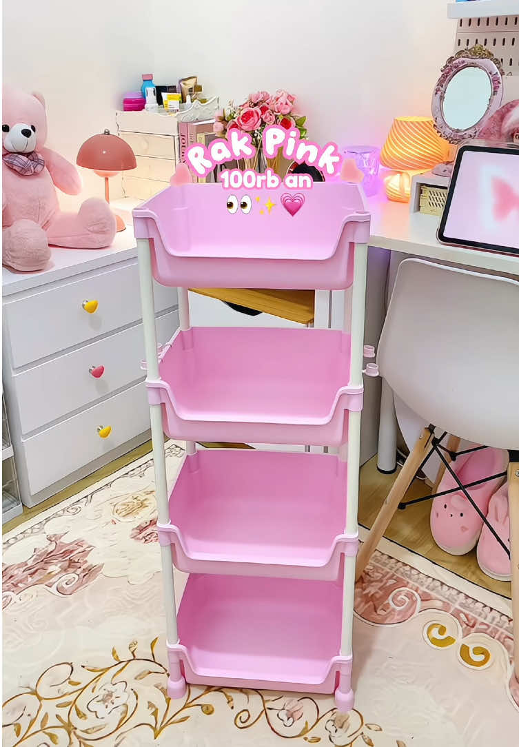 Rak pink nya digambar warna nya ngjreng, real pict nya sebagus itu warna nya, pink soft gitu loh cantik suka bgtt🫶🏻💗🥺#rakpink #trolipink #rakpenyimpanan #rakaesthetic 