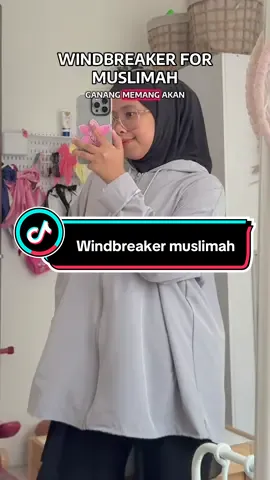 Windbreaker jacket ni sesuai untuk muslimah sebab cutting dia baggy2. Nak labuh boleh tutup punggung pilih 2 size lebih besar serius selesa 🥰 #windbreaker #windbreakermuslimah #windbreakerplussize 