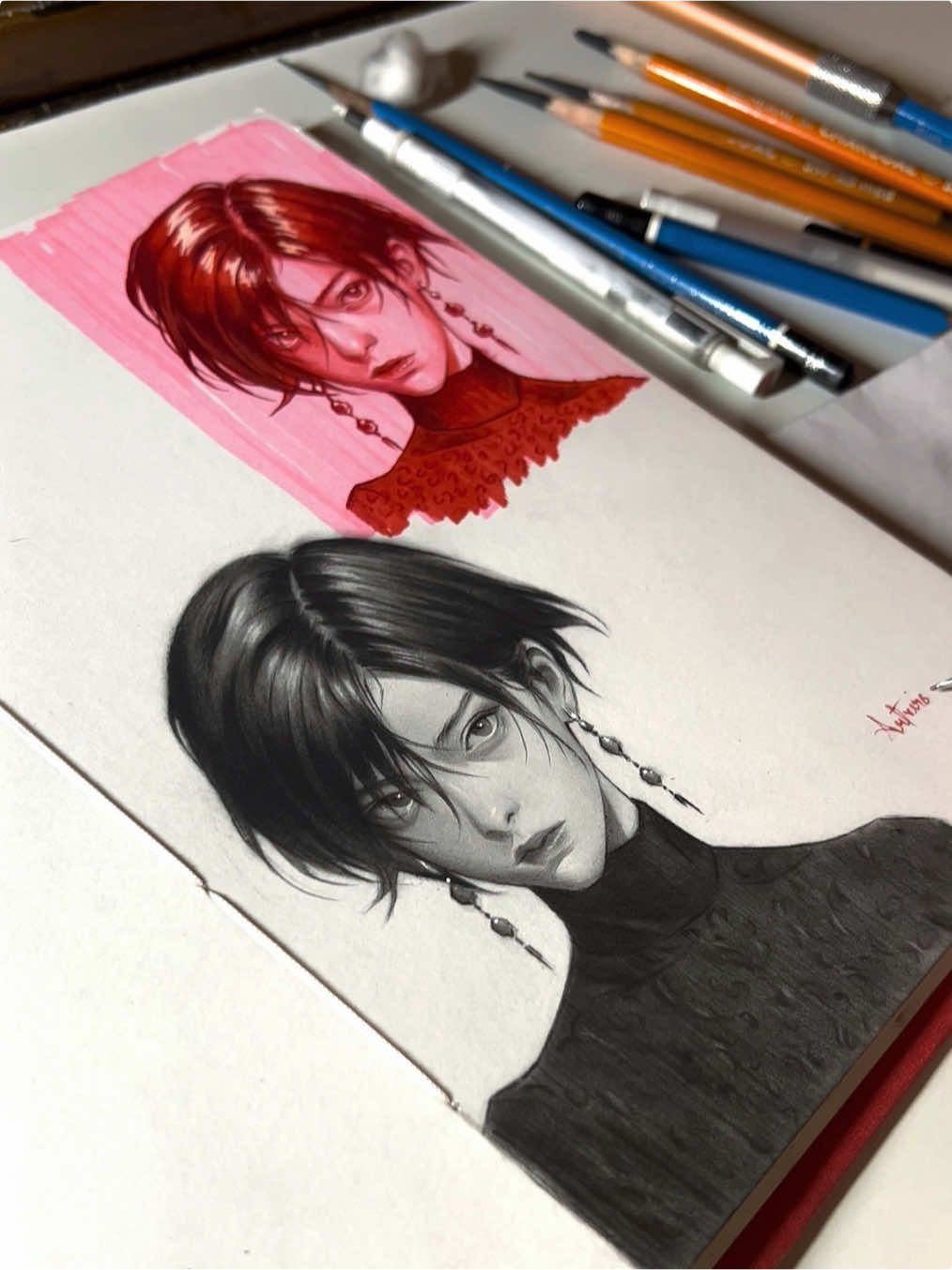 Same portrait but more refined.  . . #art #portraitdrawing #markerart #charcoaldrawing 