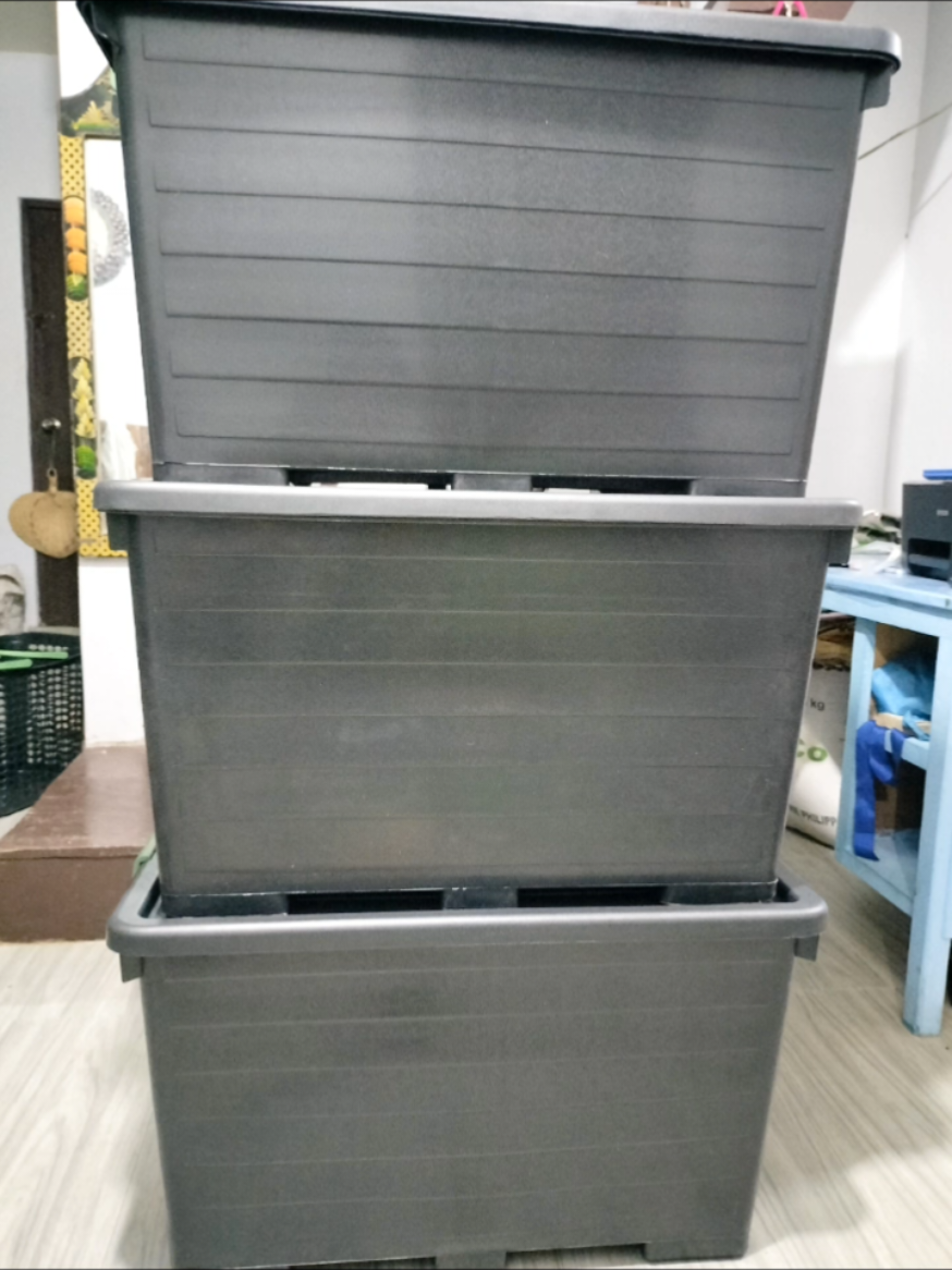 New 【UpgradeYourLife】【PinoyPride】160L/90L/65L Heavy Duty Storage Box – Durable plastic storage with wheels and handle for easy transport. Ideal for home, office, or business use. Multi-purpose basket/box for clothes, tools, toys, and more. Stackable, spacious, and built to last! #storagebox