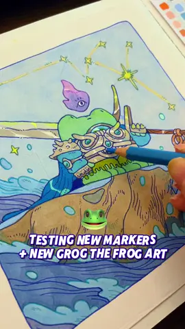 Testing new supplies from @miyaarts ! HIMI alcohol markers 🐸🔮 Also new Grog the Frog art ⚔️ #art #artist #artistsoftiktok #drawing #sketchbook #markers #alcoholmarkarkers #fantasy 