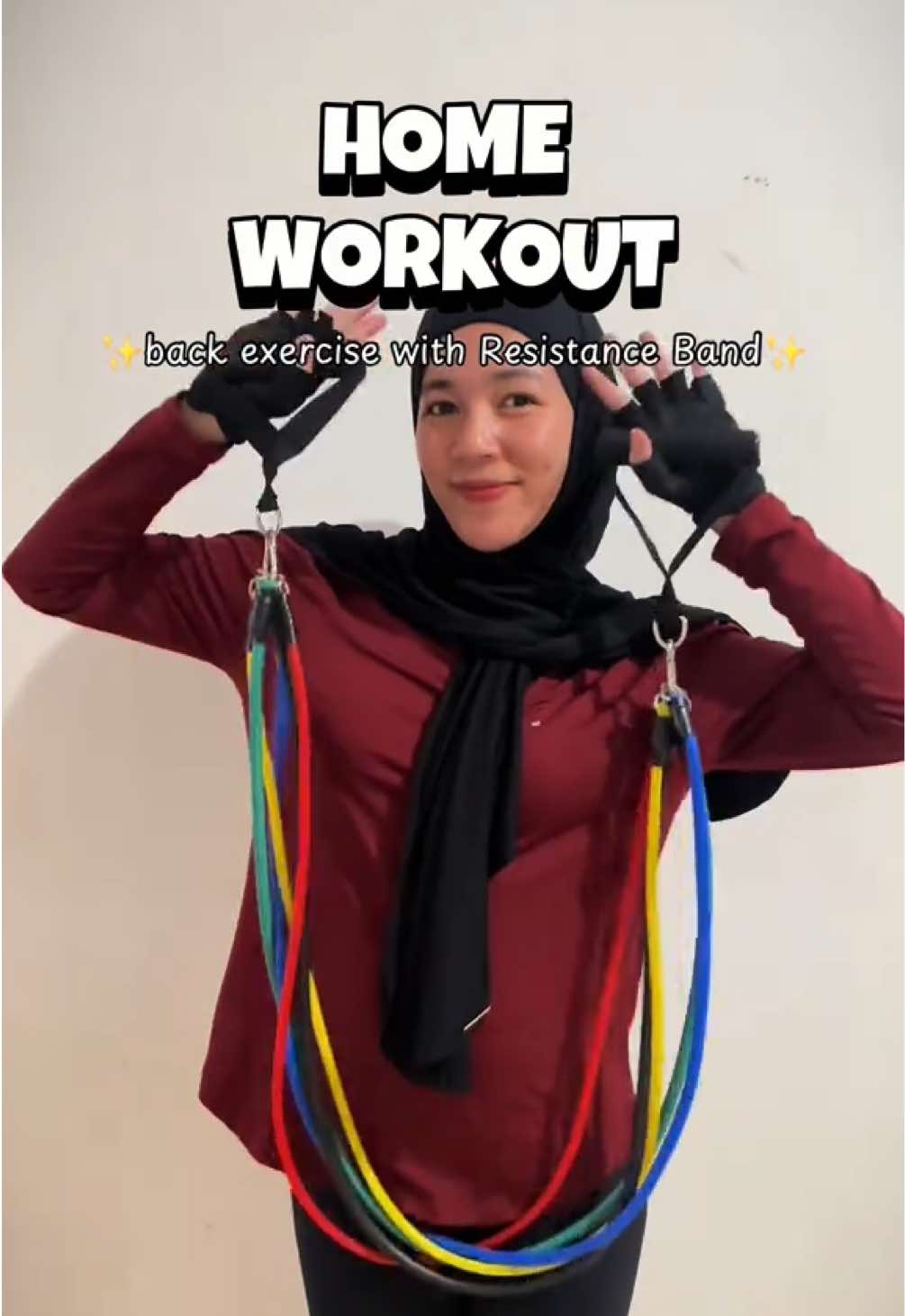 workout time⏳ #homeworkout #backday #resistanceband #gymgirl #alatolahraga 