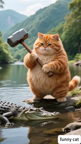 Orange cat invite Bro Chicken over for barbecue, but an accident happened…#orangecat #cat #aicat #funnycat #unitedstates #pet #animals 