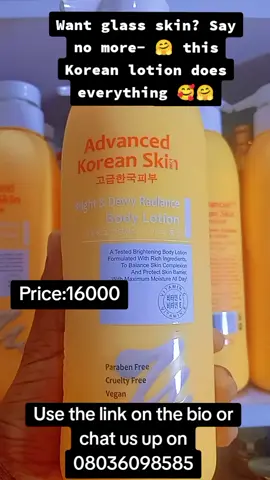 One pump. Endless glow🤗 This Korean lotion hits different ✨🤗 #GlassSkinEra #SkinCareMagic 📍Available now at Yemmie_skincare — Slide in and glow up🤗 Price: 16000 WhatsApp :-08036098585 Worldwide Delivery🚚  TO GET YOUR FAVORITE SKINCARE PRODUCTS, MAKE USE OF THE LINK ON THE BIO TO SEND US A MESSAGE🤗 #substainablebeauty  #glassskin  #skincarephilippines  #selfie #selflove #strong #dedicated #discipline #ongod #tiktok  #knowyourskin #differentskintypes #oilyskin #normalskin #sensitiveskin #dryskin #combinationskin  #skincarerepair  #skincare  #lagosskincarevendor  #ikoroduskincarevendor  #importedskincare  #dermatologicallytested #lagosskincare #skincarereview #foryou  #fypシ゚viral #highlight