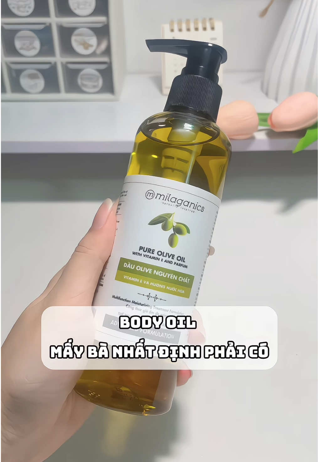 Đã tìm được body oil chân ái… Mấy bà tìm được em nào chưa dùng thử em này coi có mê khum #xuhuong #review #unboxing #danunboxreview #milaganics #bodycare #duongda #duongdabody #olive 