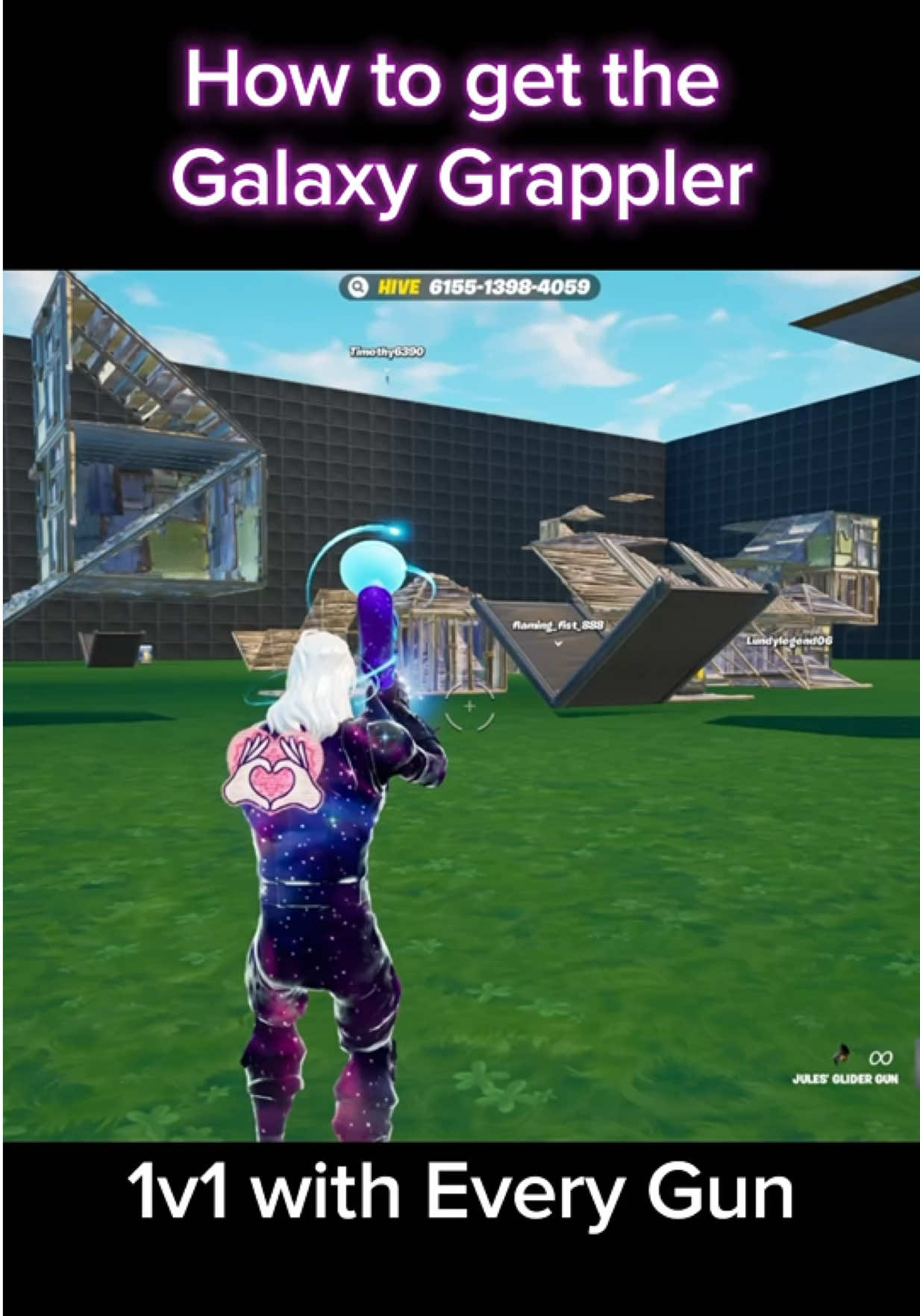 How to get the galaxy grappler 😳 #fortnite #fortniteclips #fortnitemap #hivemaps #1v1witheverygun 