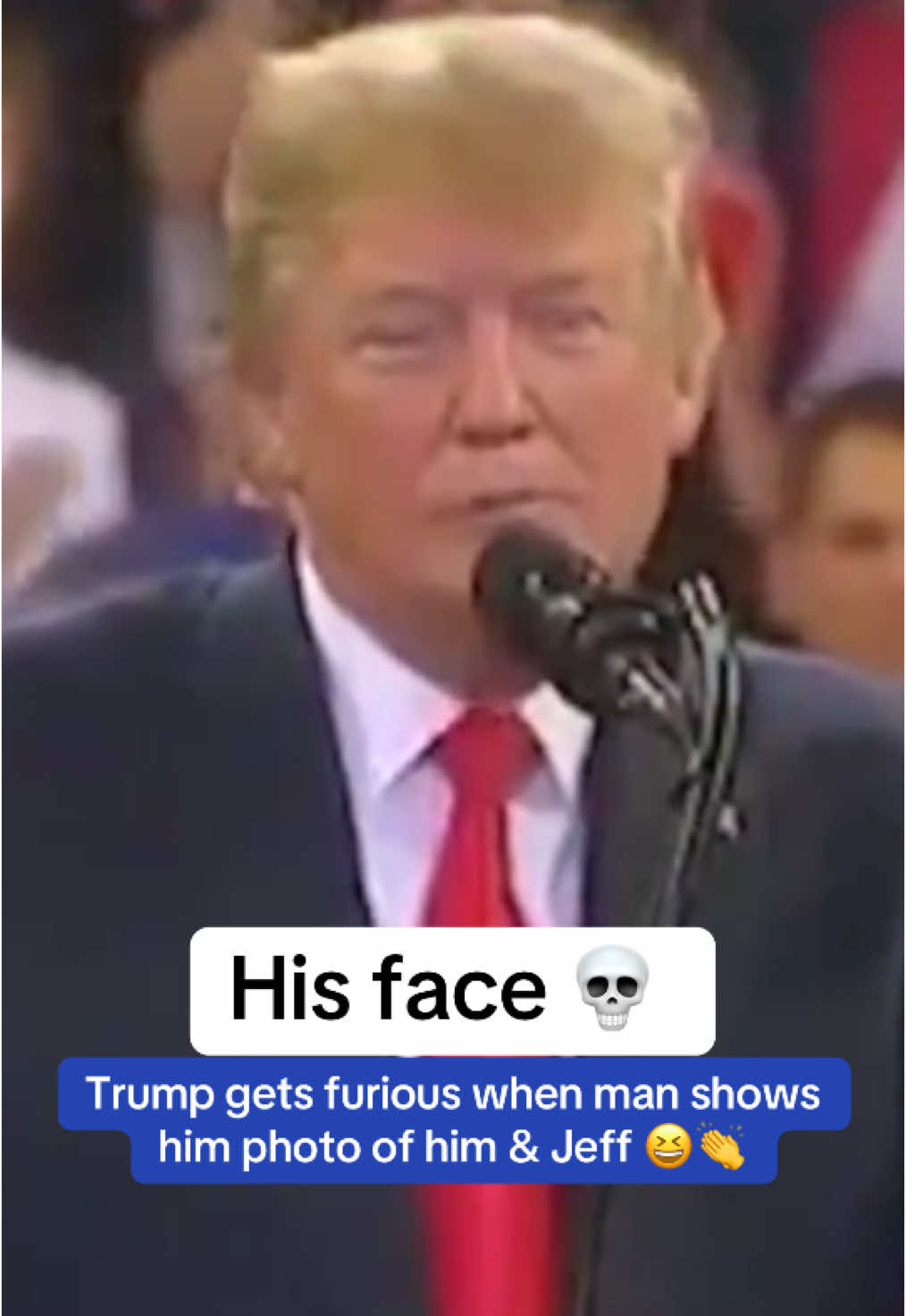His face 💀 Trump furious at man showing him Jeff Photo #trump #trumpsupporters #donaldtrump #fyp #foryou #foryoupage #foryourpage #fypシ #maga #trending #viral #omg #wow #facts #news #breakingnews #breaking #liberal #democrat #conservative #republican Donald Trump MAGA