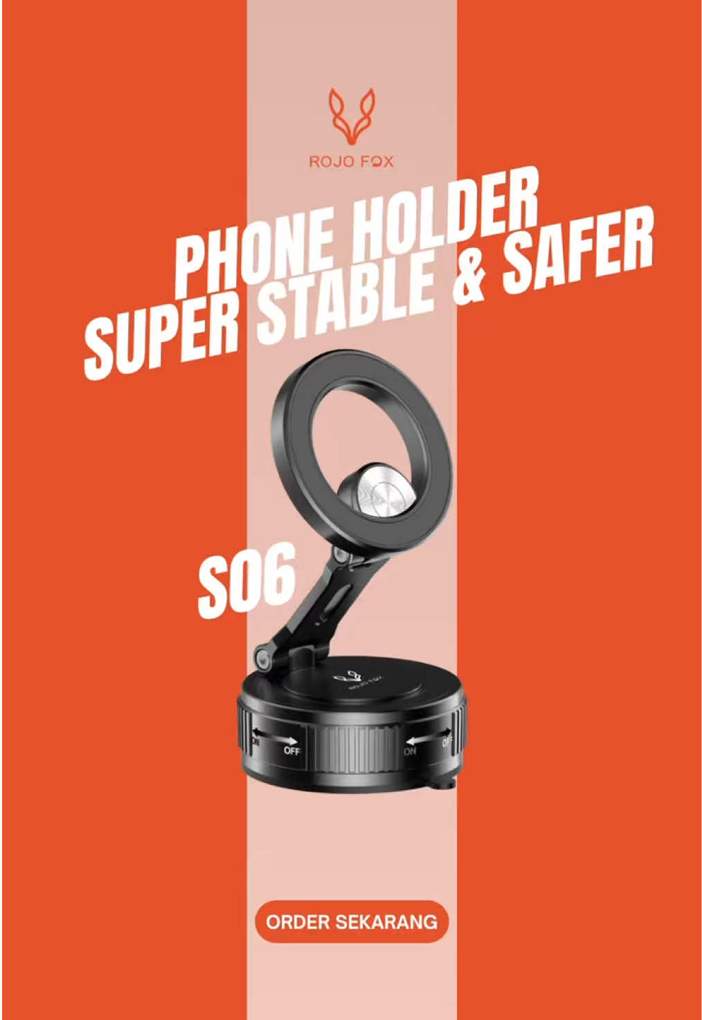 Rojo Fox Phone Holder S06 Hadir dengan stabilitas dan grip vakum yang nempel kuat di permukaan halus. Lebih safe, lebih nyaman buat semua gaya berkendara #rojofox #phoneholder 