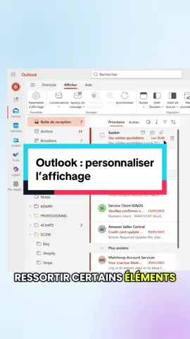 Comment personnaliser l’affichage sur la nouvelle version de Outlook ⚙️ #outlook #office365 #microsoftoffice 