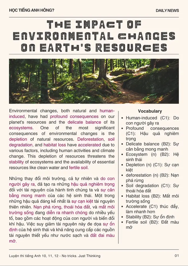 Day 1: Chủ đề Environment nhá🧚‍♂️ Từ vựng thi Tiếng Anh bây giờ các bạn nên bổ sung thêm từ vựng C1 để dễ dàng chiến với đề chính thức 2026 nhá #thpt #thptqg #2k8 #tienganh #tienganh12 #xh #viral #motivation 