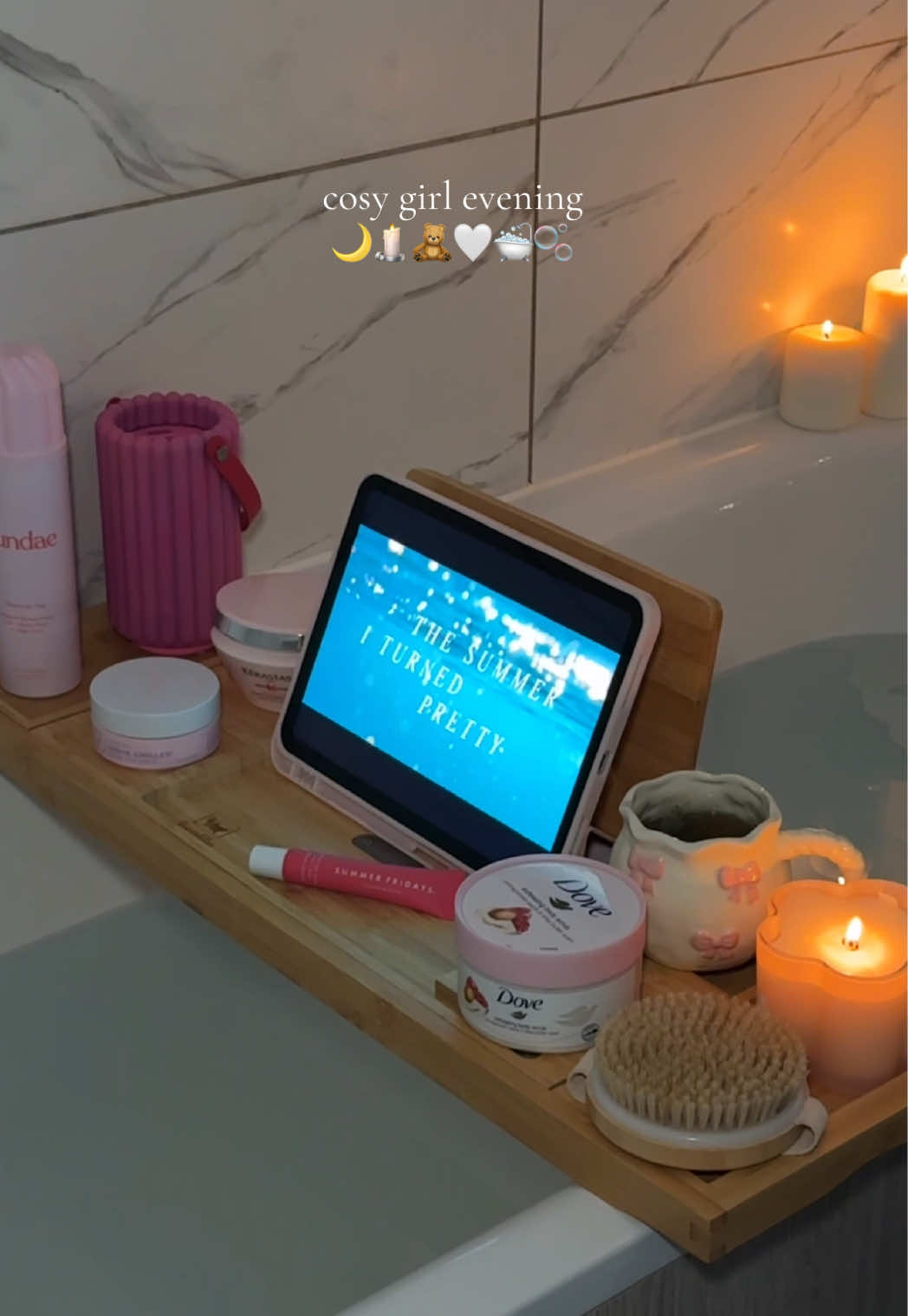 cosy girl evening 🌙🕯️🧸🤍🛁🫧 no better way to unwind   also I need to know are you team Jeremiah or Conrad? I’m 100% Conrad from day one 🤭 products @Sunday Rain açai berry bath crystals @Dove Beauty & Personal Care foaming bath soak @SEASONS diffuser* @sundaebody body whipper shower foam* @Kérastase  genesis masque reconstituant hair mask* @Patchology rose eye gels* @Summer Fridays lip butter balm* @dove exfoliating body scrub (*pr products) #SelfCare #selfcarenight #bathtime #asmr #bathbomb    