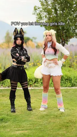 IB @kitsu🐾💜   W/ @Halcybella #kemonomimi #kemonomimigirl #puppygirl #doggirls #goldenretriever #cosplay #germanshepherd #furryfashion #altfashion 