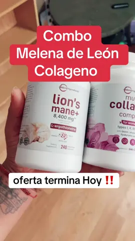 Combo Melena de León y colageno en cápsulas de micro ingredientes #melenadeleon #capsulas #colageno  #vitaminac #microingredients #lionsmane  #lionsmanemushroom #dealsforyoudays #tiktokshopcreatorpicks 