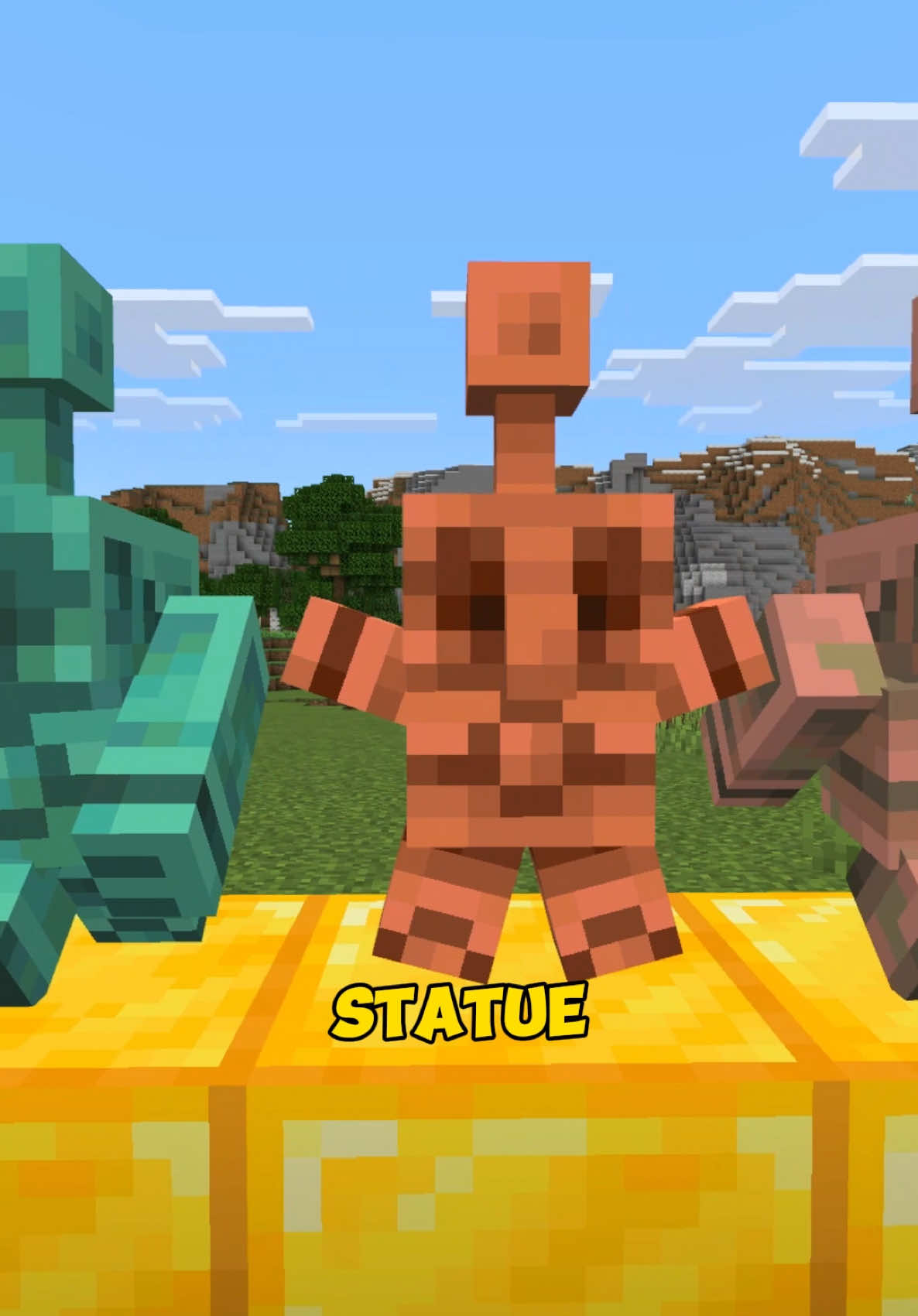 Minecraft Preview: new copper golem statue and shelves.