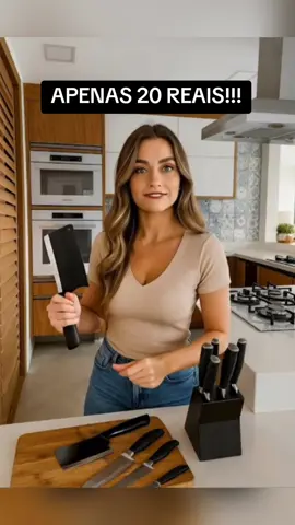 jogo de faca em aço carbônico com 6 peças!! #facas #faqueiro #cozinha #cozinhando #churrasco #churrascoemcasa #churrascoemfamilia #tiktokshop  #vralvideo 