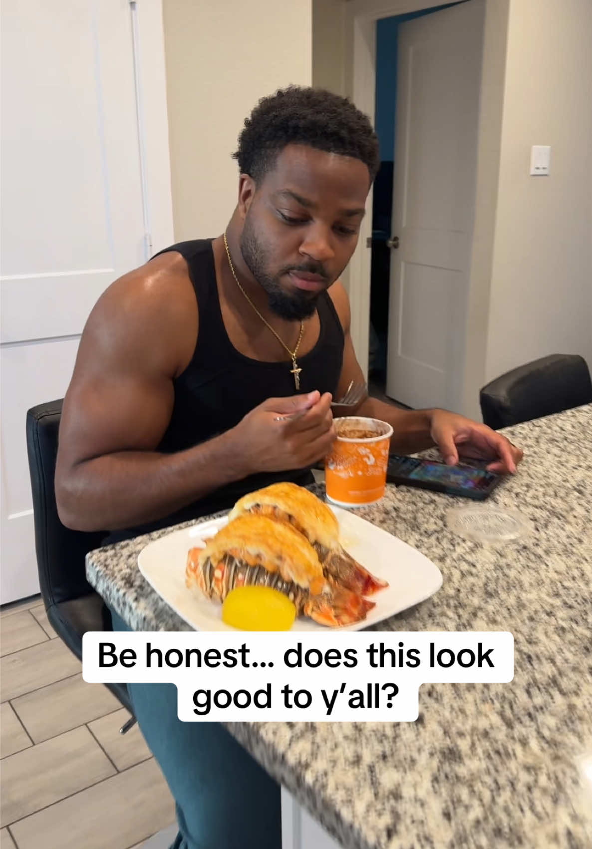 I don’t like seafood but he loves it. What do yall think? 🦞 #couples #married #funny #xandnae 